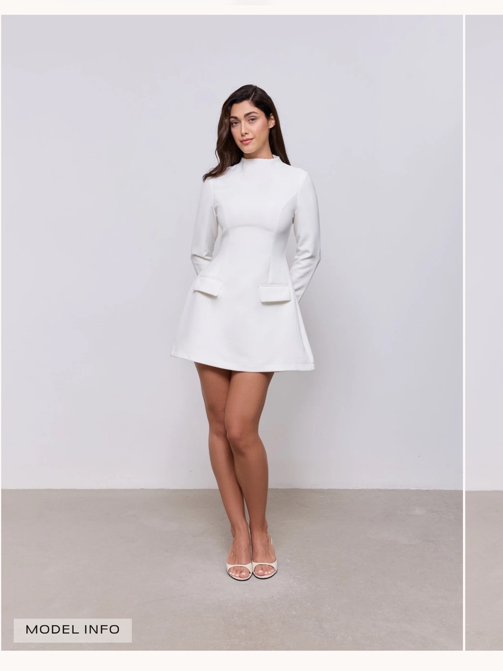 Oddmuse Minimalist White Long-Sleeve A-Line Dress